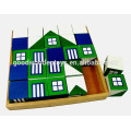 Child Wooden Educational Building Blocks- House Design Blocks with Tray Toys Intellect